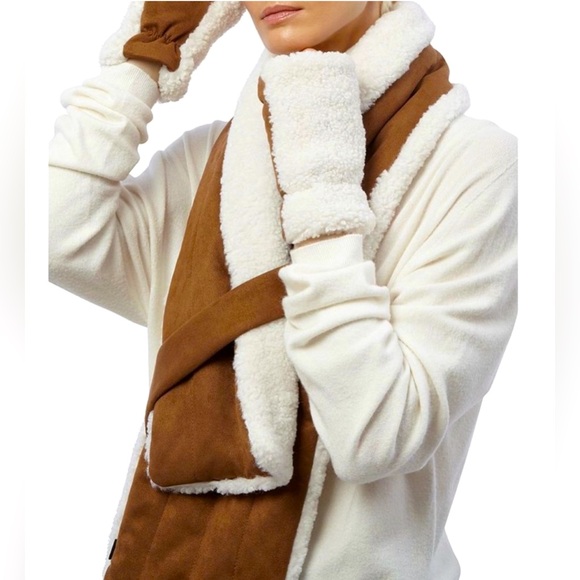 NWT Apparis Faux Fur Shearling Scarf + Gloves Fall Winter Staple Luxe Scandigirl